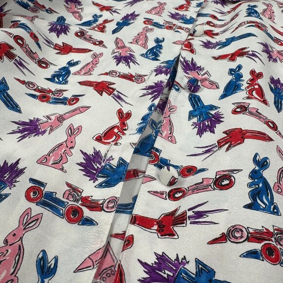 Prada Italian Silk Printed Button-Down Shirt - Picture 2 of 8